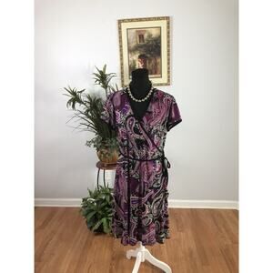 Apt. 9 Women Wrap Dress LG Whimsigoth Cap Sleeve Fairy Core Vacation Bohemian